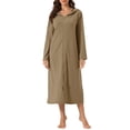 thumbnail image 1 of INSPIRE CHIC Bata de Noche con Cremallera para Mujeres, Bata Larga de Casa, Sudadera con Capucha de Manga Larga, Ropa de Estar en Casa con Bolsillos M Khaki, 1 of 6