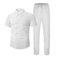 thumbnail image 3 of RMGVDSD Mens Summer Beach Outfits Men's 2 Piece Outfit Shirt And Pants Set Long Sleeve Shirts Drawstring Pants Set Casual Vacation Clothes Beach Sport Casual Sets, 3 of 4