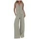 thumbnail image 1 of Conjunto informal de algodón de 2 piezas para mujer: camisa chaleco sin mangas con botones y pantalones rectos de pierna ancha con bolsillos, diseño sexy en el pecho, para uso diario/formal., 1 of 5