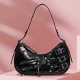 thumbnail image 3 of Bolso tipo media luna para mujer, bolso hobo de cuero moderno, bolso estético para hombro (negro), 3 of 6