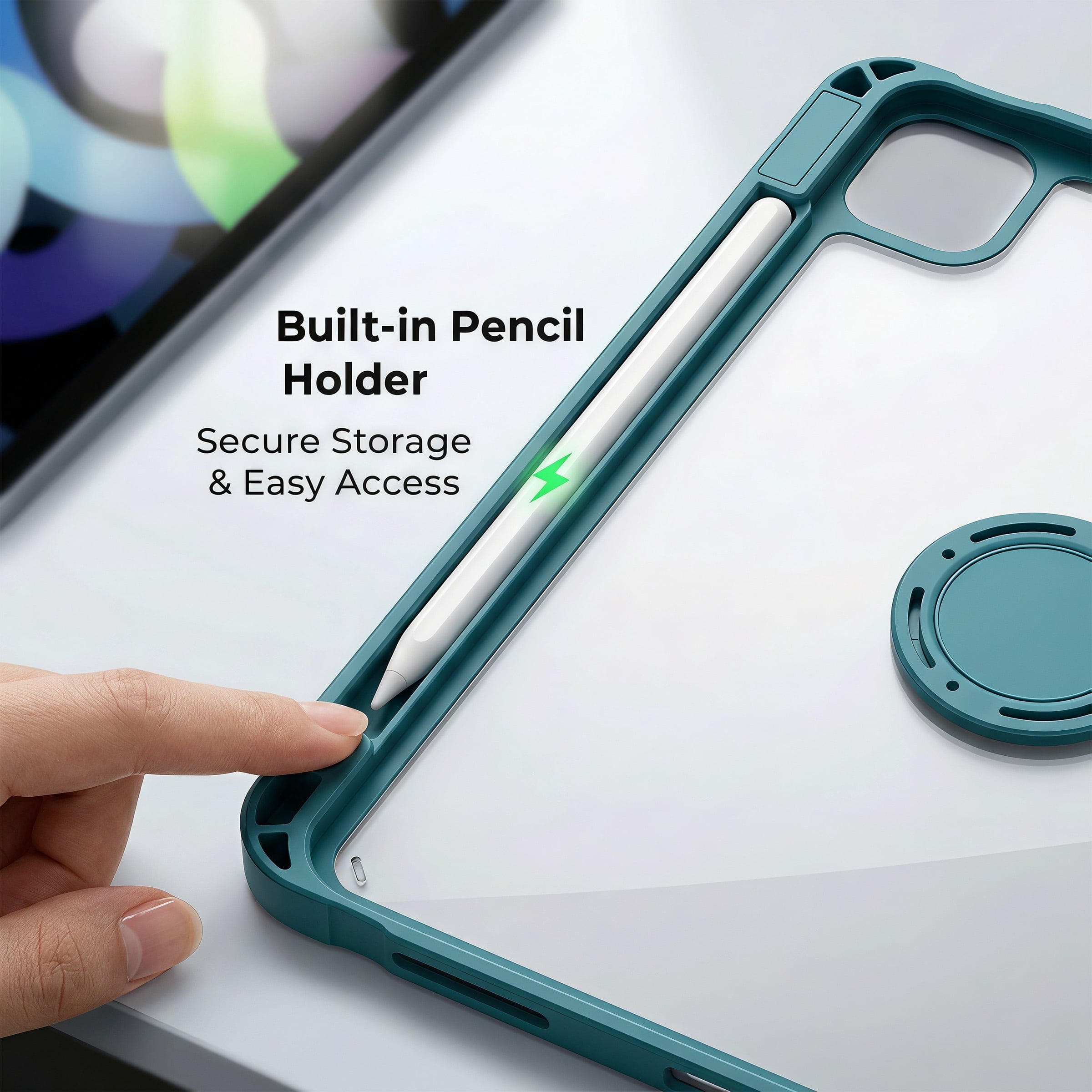SENYOSON iPad Air 11" Case (2025/2024) - 360° Rotating Stand with Magnetic Detachable Cover, Clear Acrylic Back, Auto Sleep/Wake, Apple Pencil Holder