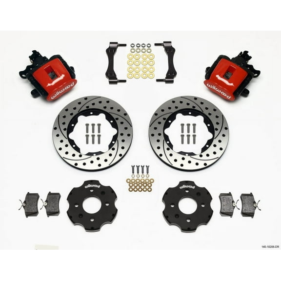 Wilwood Combination Parking Brake Rear Kit 11.00in Drilled Red Civic / Integra Disc 2.39 Hub Offset