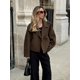 thumbnail image 3 of Chaqueta de lana corta Retro con doble botonadura para mujer, abrigo informal de manga larga con cuello de solapa, color marrón oscuro, prendas de vestir exteriores elegantes para mujer de otoño ﻿, 3 of 5