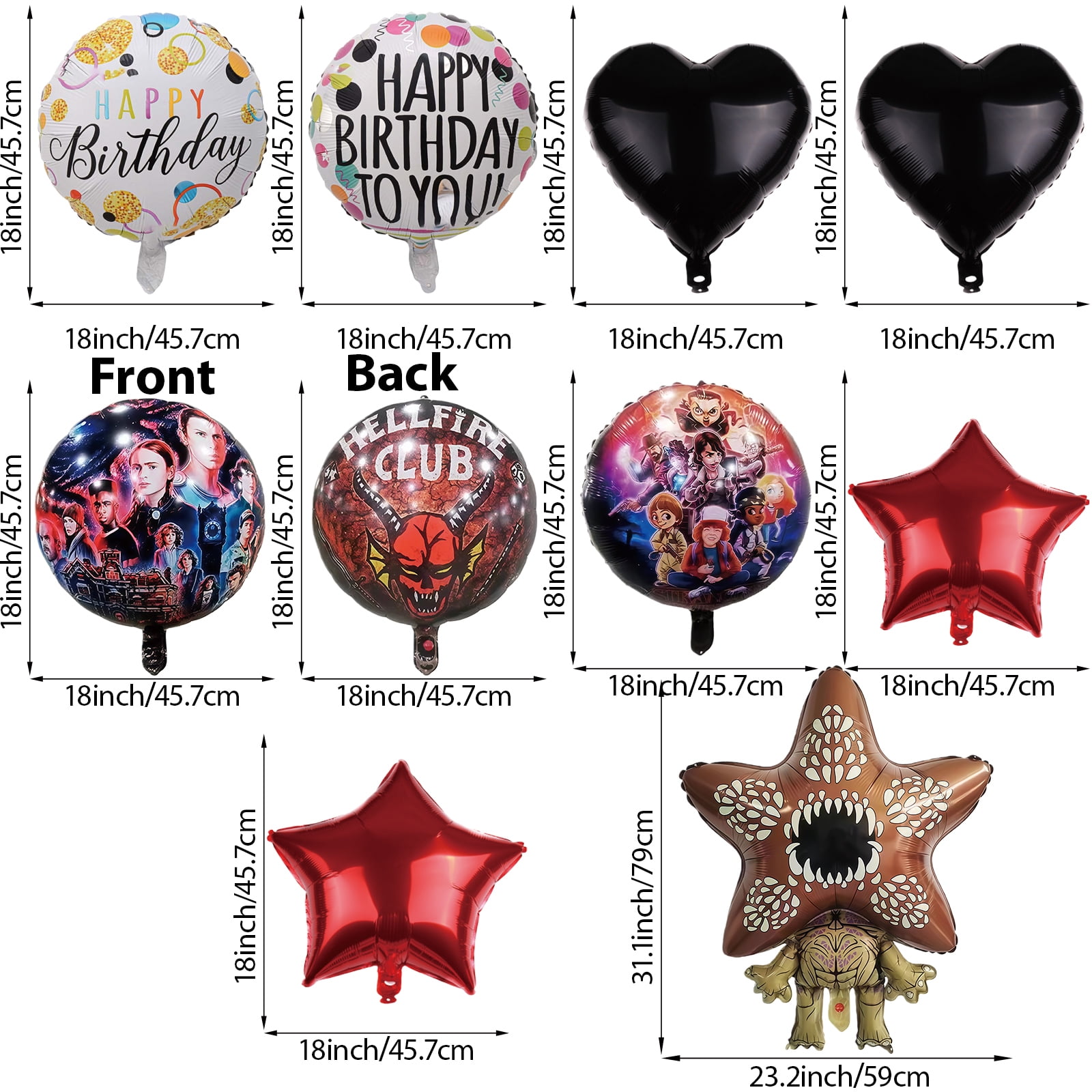10 Pcs For Strangers Movie For Things Object TV Series Party Foil Balloons,Party Kit Supplies Cartoon Balloon for Celebration Birthday Party Decorations