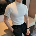 thumbnail image 6 of Big and Tall Shirts for Men Half Turtleneck Casual Fashion Knitted Bottoming Shirt Tops Knitted Short Sleeve T Shirt Casual Comfortable Tee Mod Bod Tops And Set Men Shorts Athletic Striped Long 2XL, 6 of 9