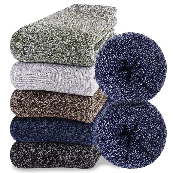 Cushioned Wool Socks Mens,5 Pairs Hiking Thermal Warm Socks for Men Walking Super Soft Cozy Boot Socks