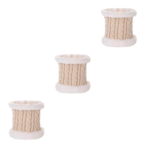 Jumpingount Bufanda Conjunto de gorro y guantes para niños Tejido elástico Elástico Protector térmico Clima frío Versátil Bufanda beige con bufanda beige 3Conjunto
