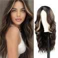 thumbnail image 7 of Little Lace Gradual Color Long Curly Hair Wig with Natural Medium Part Wavy Synthetic Headwear for Women, 7 of 7