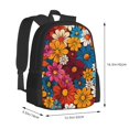 thumbnail image 2 of Large Capacity Backpack 16.5×12.5×5.5in Widened Shoulder Strap Design Main Bag Large Top Handle Belt Adjustable Shoulder Strap Colorful Floral Pattern Groovy Flowers (1), 2 of 8
