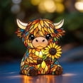 thumbnail image 4 of Animal Table Lamp, Stained Glass Table Lamp, Resin Colorful Highlands Cow LED Night Light - Mini Figurine Night Light for Bedroom, Living Room, Home Office & Tabletop Decor, 4 of 9