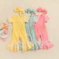 thumbnail image 1 of Honganda Baby Romper Suit Daisy Printed Mesh Romper + Flared Pants + Headband, 1 of 9