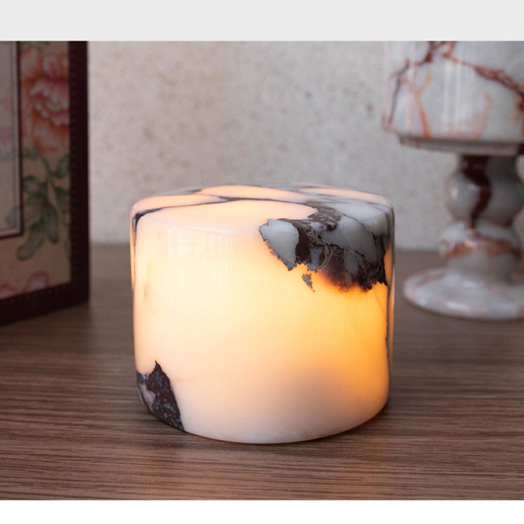 Rechargeable Marble Touch Light - Dimmable LED Tap Lamp, Marble Stone Tap Light for Bedroom Nightstand, Ambient Table Lamp