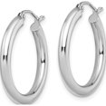 thumbnail image 2 of 14K White Gold Jbsp's Polished Hoop Earrings (26 X 25) Made In Peru 96h, 2 of 5