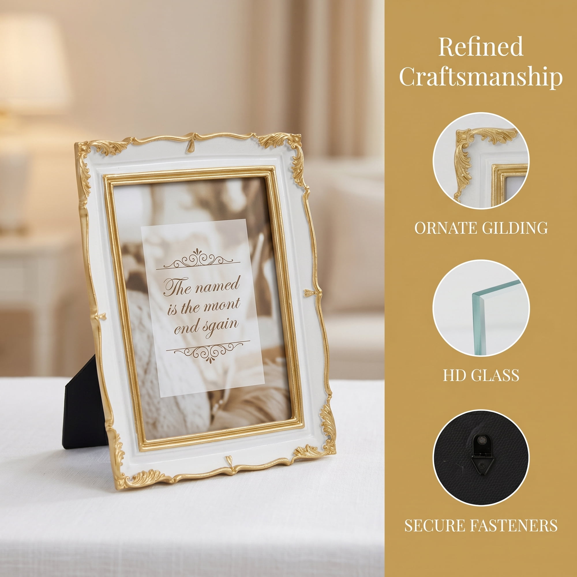 Unique Bargains Resin Traditional Photo Frame for Desk Gallery Wall Beige 5" x 7"