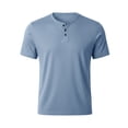 thumbnail image 4 of Ceisia Men's Slub Cotton Short Sleeve Henley T-Shirt With 3 Buttons Blue L Gift, 4 of 7