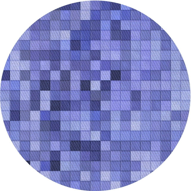 Ahgly Company Tapis Rond Lavable en Machine Intérieur Transitionnel Bleu Ciel, 3 Pieds Rond