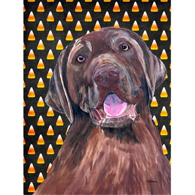 11 x 15 in. Labrador Chocolate Candy Corn Halloween Portrait Garden Size Flag