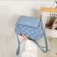 thumbnail image 4 of Bolso de hombro de cuero con entramado retro Bolsos de cadena de color puro para mujer (Azul) Likrtyny Para estrenar, 4 of 9