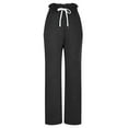 thumbnail image 5 of Lolmot Womens Casual Drawstring Elastic Waist Solid Comfy Jogging Jogger Pants with Pockets Womens Yoga Sweatpants Wide Leg Pants, 5 of 5