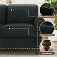 thumbnail image 3 of 80'' Faux Leather Sofa with Storage Seats, Classic 3-Seater Couch with Nailhead Trim, Easy Assembly (Black), 3 of 7