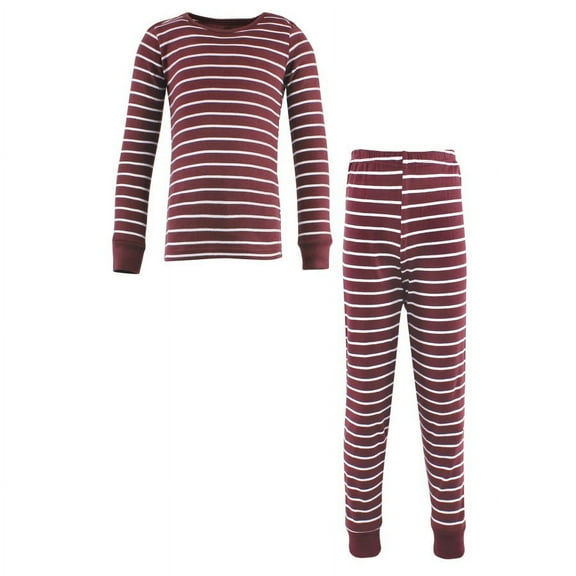 Hudson Baby Infant Cotton Pajama Set, Burgundy Stripe, 6-12 Months