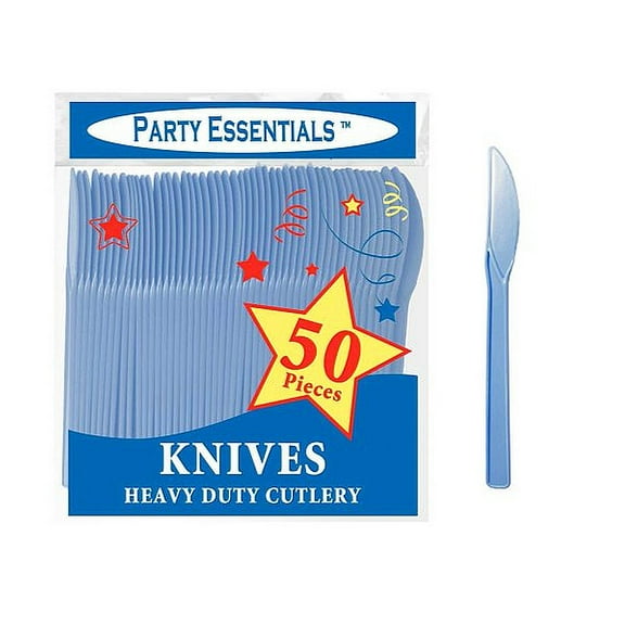 1 - Party Essentials Light Blue Medium Weight Plastic Knives – 50 Ct.