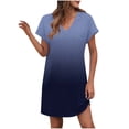 thumbnail image 1 of LOVZFMLL Robes d'Été pour Femmes T-Shirt Décontracté Ample Robe Droite Col en V Manches Courtes Basique Tenues Quotidiennes Bleu Ciel L, 1 of 5