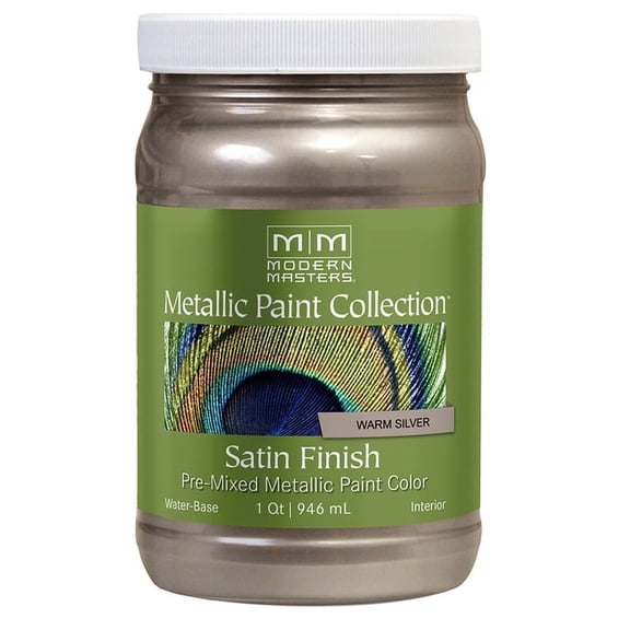 4-Pack of 1 qt Modern Masters ME221 Warm Silver Metallic Paint Collection Water-Based Decorative Metallic Paint