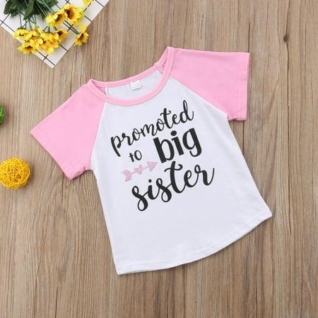 

Hot New Kids Baby Girl Toddler Big Sister Summer Short Sleeve T-shirt Blouse Top 1-6Y