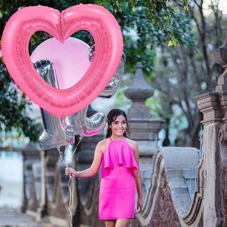 Hot Red Rose Heart Aluminium Foil Balloons, 40 Inches Giant Romantic ...