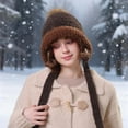 thumbnail image 2 of Reversible Double Layer Knit Hat With Thermal Ear For Cold Weather Outdoor Activities Womens Knit Beanie Hat Fleece Lined Winter, 2 of 4
