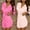 Beige, variant on 2PC Women Lightweight Bathrobes V Neck Comfy Solid Color Loungewear Long Sleeve Housecoat Short Nightwear Style B-6 New White One Size