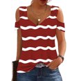 thumbnail image 2 of Camisas de Manga Corta para las Mujeres, Cuello en V Plegable de Impresión Del Hombro Top Casual Hecho de Poliéster Cómodo para el Verano, Tops de Bikini para las Mujeres, 2 of 8