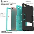 thumbnail image 3 of Decase Cute Tablet Case for Samsung Galaxy Tab A8 10.5 2022 tablet SM-X200/X205, Rugged 3 Layer Protection Shockproof Tablet Cover with Built-in Stand,Black+Mint, 3 of 8