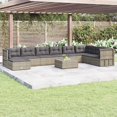 thumbnail image 1 of vidaXL 9 Piece Garden Lounge Set with Cushions Grey Poly Rattan, 1 of 5