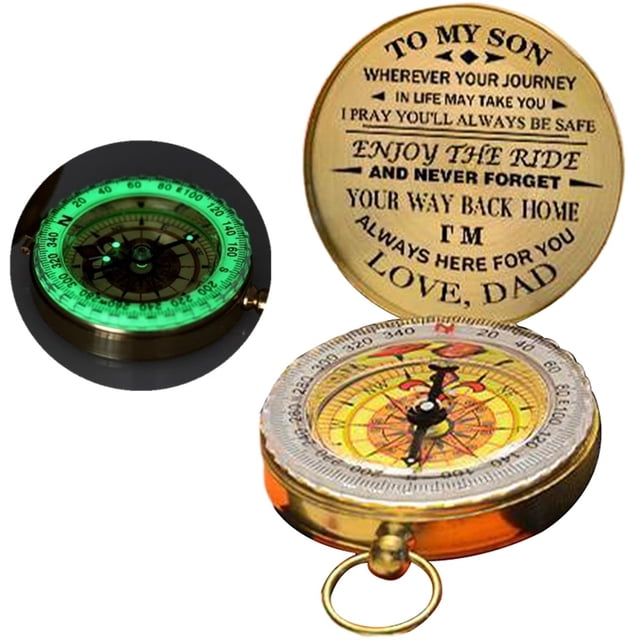Boussole Lumineuse Outil de Navigation Activités de Plein Air Boussole Lumineuse Papa à Fils Profiter du Cadeau de Tour pour le Camping Outil de Navigation Activités de Plein Air