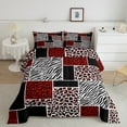 thumbnail image 2 of jejeloiu Jungle Animal Leopard Bedding Comforter Set,Cheetah Zebra Print Buffalo Twin Comforter Sets,Black White Red Bedding Set For Adults,Microfiber Bedroom Decor,2pcs, 2 of 8