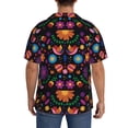 thumbnail image 5 of Balery Colorful Floral2 Men's Casual Button Down Shirt Short Sleeve Textured Summer Cuban Beach Shirts-3X-Large, 5 of 7