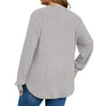 thumbnail image 4 of Frostluinai Plus Size Tops for Women Long Sleeve Ribbed Knit Pullover Crew Neck Casual T Shirts Basic Solid Color Shirts Split Curved Hem Tees, 4 of 8