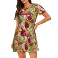 thumbnail image 1 of Balery Bright Mushrooms Camisón de manga corta con cuello redondo para mujer, cómodo y elegante., 1 of 6