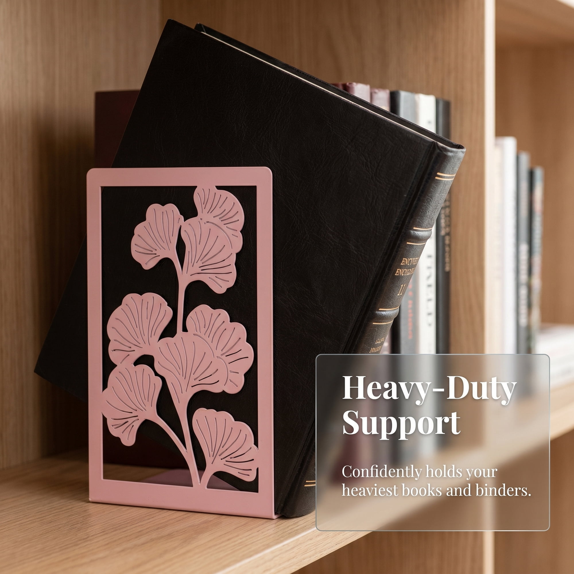 Unique Bargains Decorative Non-Skid Hollow-out Metal Bookends for Home Pink 4.7"x3.5"x7"