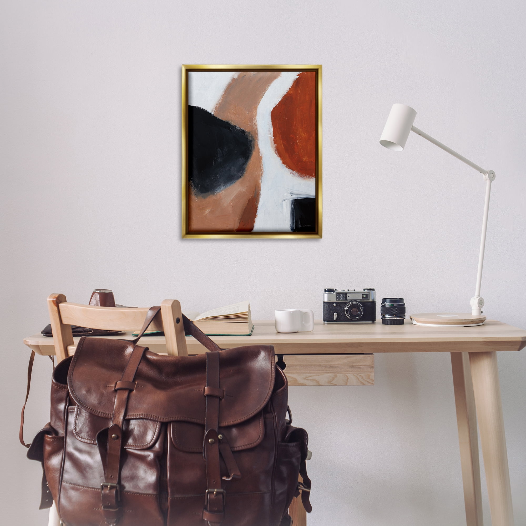 Stupell Industries Rare Earth Tones Abstract Abstract Painting Gold Floater Framed Canvas Art Print Wall Art, 25 x 31