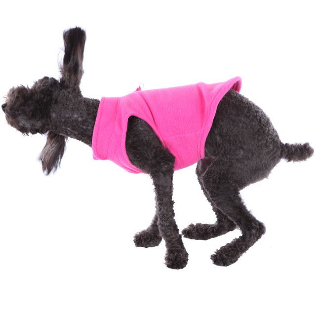 Solid Fleece Vest Soft Dog Sweater Harness with ORing, Pink, XS