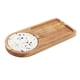 thumbnail image 1 of Bandeja de madera para servir, plato de madera de acacia con posavasos de cerámica, platos para ensalada, tabla A, 1 of 9