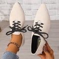 thumbnail image 5 of Aobny Wingtips Shoes Women Flat Shoes Business Casual Shoes Teacher Shoes Micro-Wedge Shoe Beige Pointy Toe Arch Support Lace-Up Summer Shoes,Size 36, 5 of 9