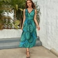 thumbnail image 4 of Robe Sans Manches Motif Tribal Circulaire Bleu Sarcelle Doux Robes de Soirée Femmes Robes Décontractées, 4 of 4