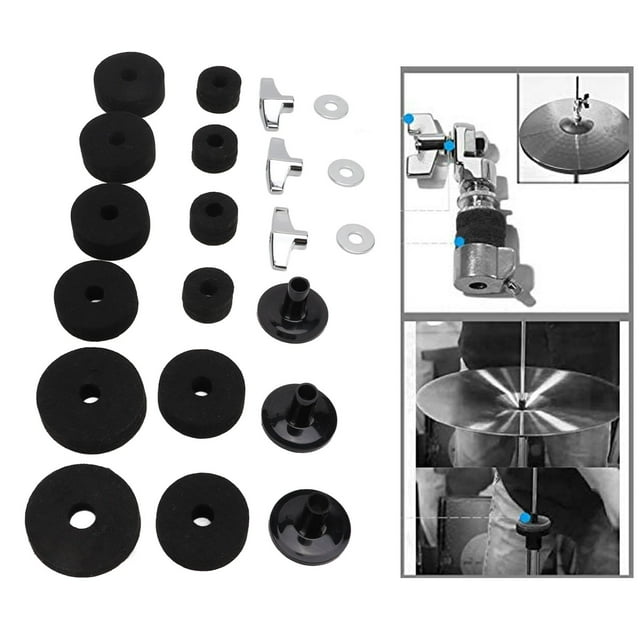 Pad 21 Pcs Tambour Cymbale Feutre Antidérapant Accessoire Ensemble de Pièces de Rechange