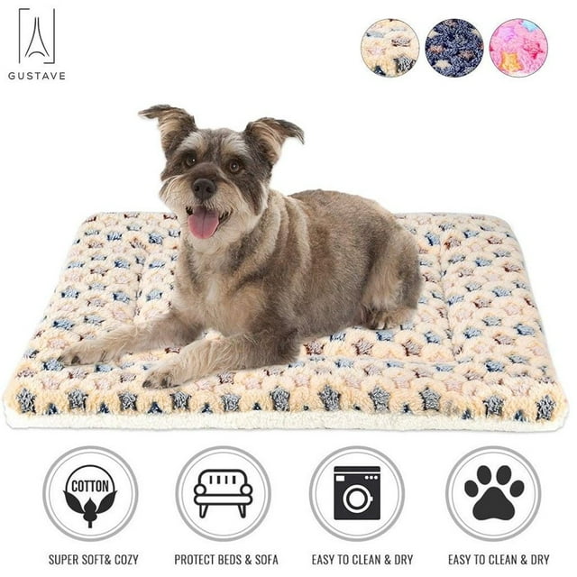 CUITING Coussin de Cage Réversible en Polaire Douce et Chaude pour Chien Chien Chat Grand Moyen "Bleu P"