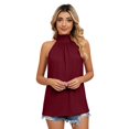 thumbnail image 3 of Women's Casual Sleeveless Tied Back Mock Neck Blouse Top, 3 of 8