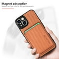 thumbnail image 3 of Mantto Detachable Card Pocket Wallet Case for iPhone 15,Compatible with MagSafe Charging,Premium Fibrous Texture PU Leather Shockproof Anti-Scratch Slim Phone Case,Brown, 3 of 11